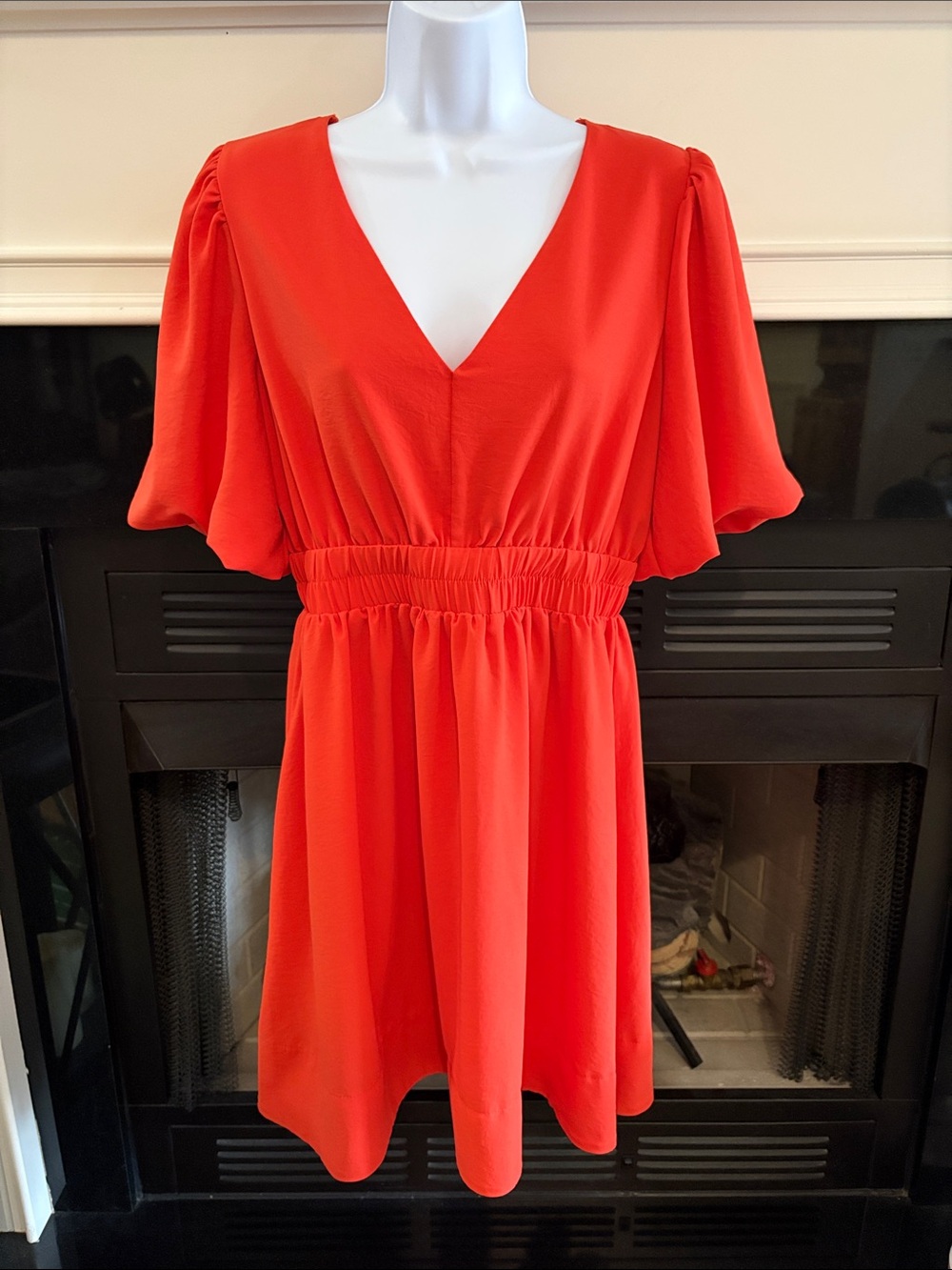 Women’s V-Neck Short Sleeve Red Dress